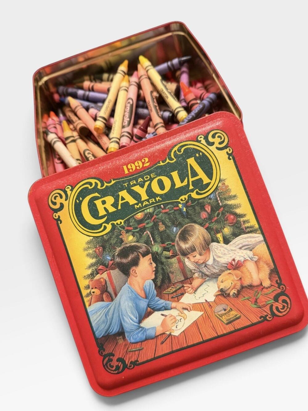 Vintage CRAYOLA Tin Crayons LOT Rare Retired Colors Dandelion Apricot Cerulean